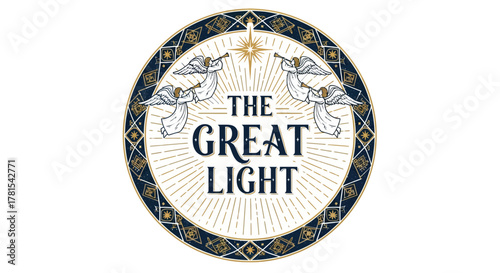 angelic proclamation with triumphant trumpets around a celestial star burst