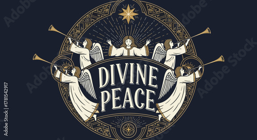 Celestial harmony with angels heralding divine peace and enlightenment