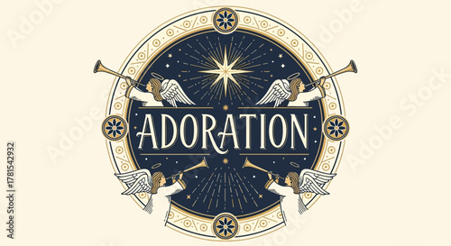 Celestial Adoration: Angels Announcing with Trumpets and a Guiding Star