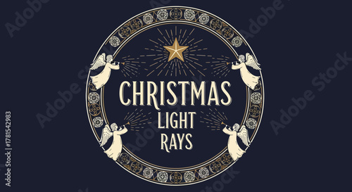 Illustration showing joyful herald angels heralding the birth of the savior