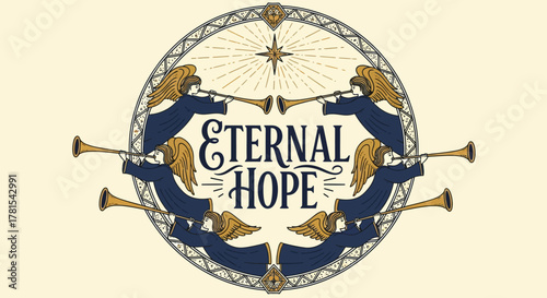 Divine Heraldry: A Symphony of Hope with Celestial Trumpeters and Guiding Light