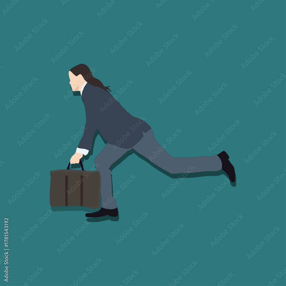 Fototapeta premium Businessman Running Fast with Briefcase Like a Rocket – Flat Vector
