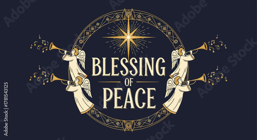 Celestial harmony and sacred symbols in a blessing of peace illustration for