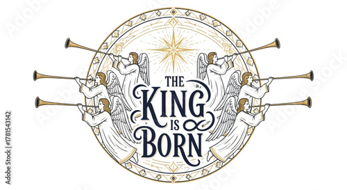 Divine Heraldry: Angelic Trumpeters Proclaim a Sacred Birth within a Gilded