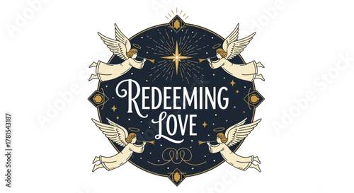 Celestial Angels Announcing Redeeming Love with Guiding Star and Night Sky