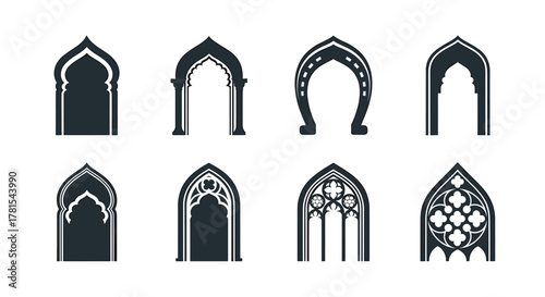 Elegant architectural arches in gothic and moorish styles create a unique design element for your project, adding a touch of historical sophistication