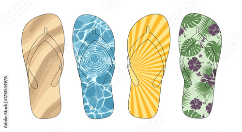 Vibrant flip flops collection ready for summer fun, showcasing beach vibes, pool days, sunny adventures, and tropical getaways that capture the essence of vacation