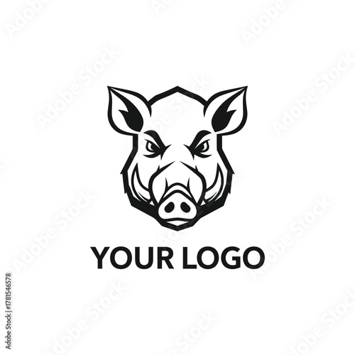 Bold Wild Boar Head Insignia Design with Custom Text Placeholder