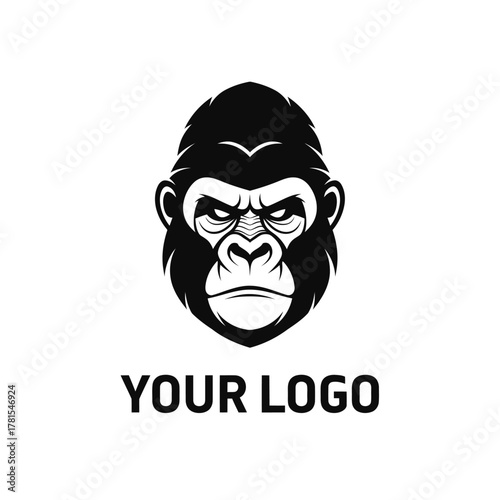 Strong primal gaze of a powerful ape, creating a unique logo identity