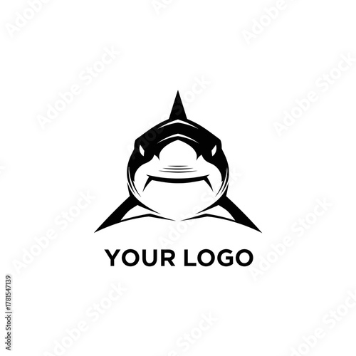 Front-facing shark head vector illustration for custom logo designs