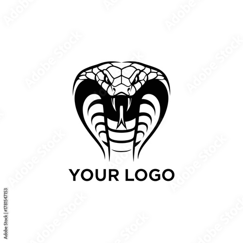 fierce cobra snake head logo template with modern geometric design