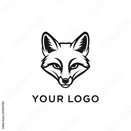 Minimalist black and white fox head emblem for modern branding design