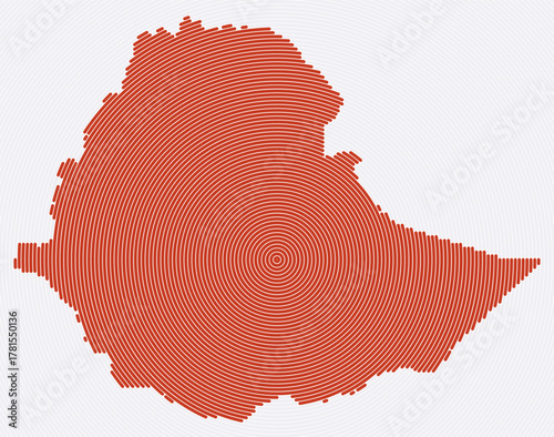 Ethiopia shape rings. Country map formed by stacked circles. Ethiopia boundary shape design. Modern vector illustration.