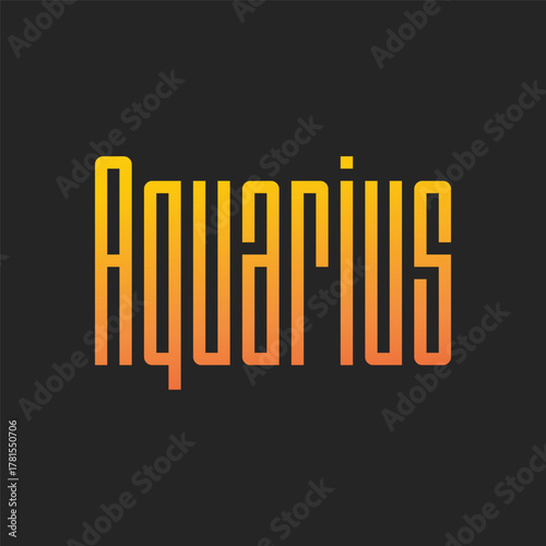 Aquarius Zodiac Gradient Typography Design