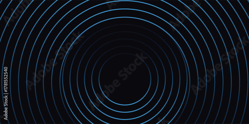 Blue abstract background with glowing circles. Swirl circular lines pattern. Geometric spiral. Twirl element. Modern graphic design. Futuristic technology concept.