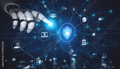 An AI assistant manages a comprehensive cybersecurity network. This smart system provides total protection for digital finance, cloud data, and personal identity authentication. Fermion © InfiniteFlow