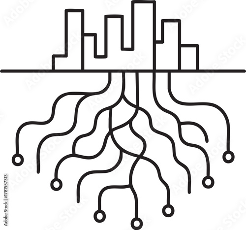 Black Vector Underground Tech Connection Abstract Illustration