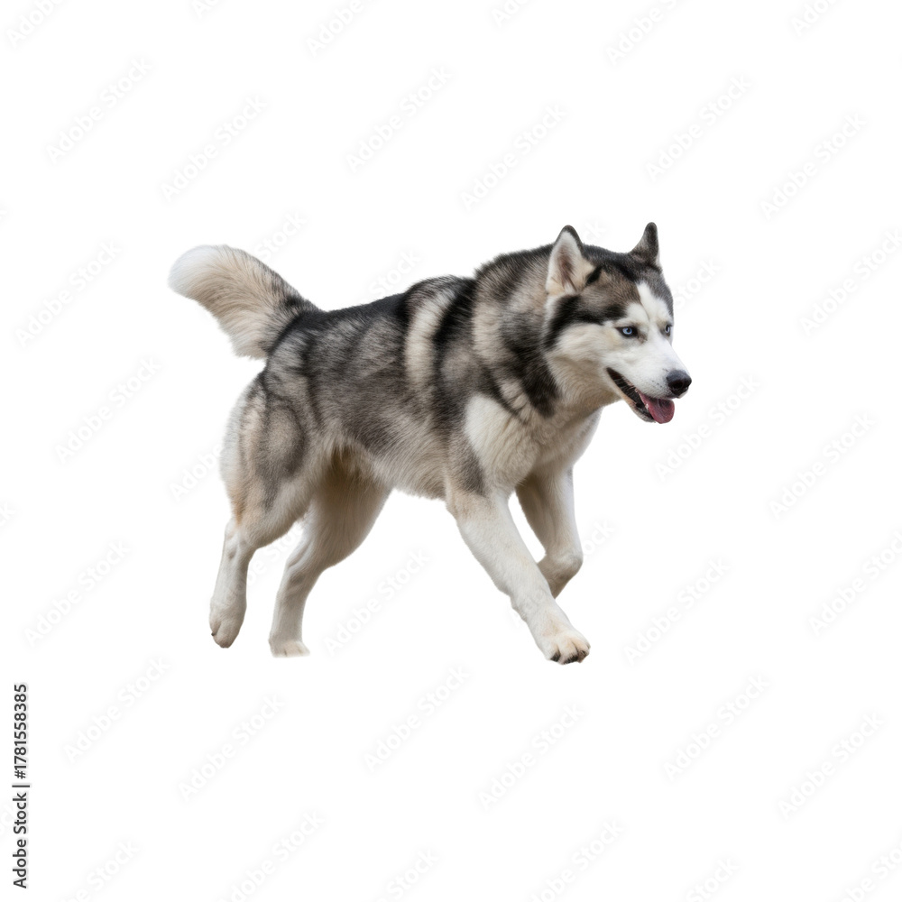 Fototapeta premium Majestic Siberian Husky striding gracefully showing the beauty and power of the dog breed