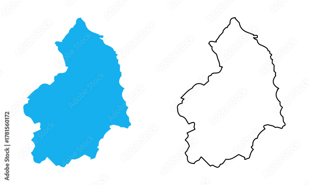 Fototapeta premium Map of Northumberland an administrative county of England. Map with detailed outlines and blue silhouettes