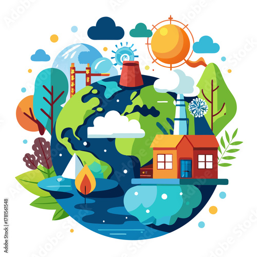 illustration of a house in the forest