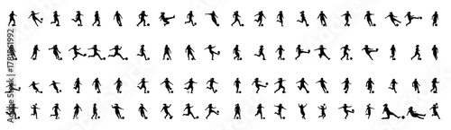 Icon Set Women Football Player Silhouette