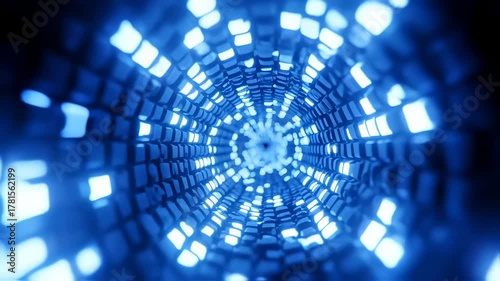 Immersive Blue Digital Tunnel Journey: Futuristic Abstract Light Speed Motion Graphics