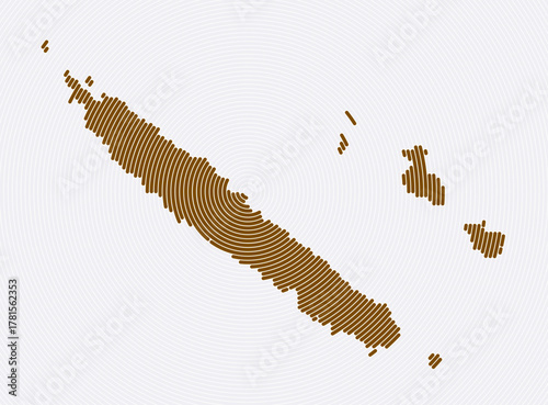 New Caledonia shape rings. Country map formed by stacked circles. New Caledonia boundary shape design. Elegant vector illustration.