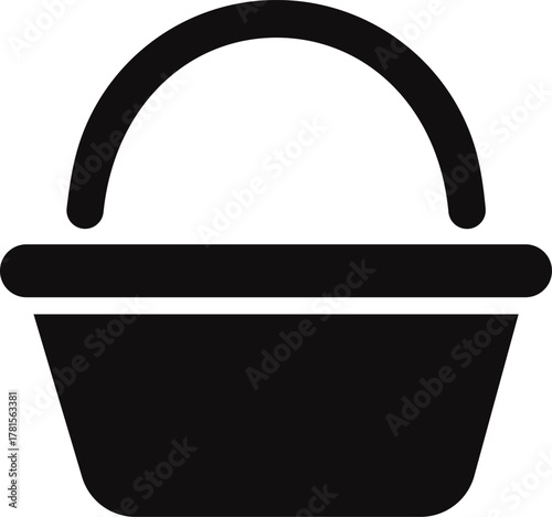 Black silhouette of a basket on a white background , basket, container, storage