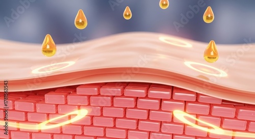 Skin hydration with serum drops and absorption into skin cells