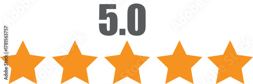 Star Rating symbol. Five Stars Rating Symbol - Customer Review  Icon Vector.
