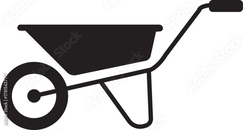 Black silhouette of a wheelbarrow on a white background , wheelbarrow, cart, transport