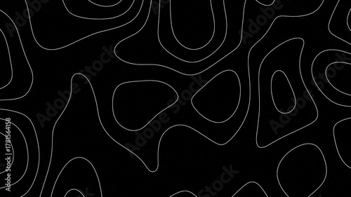 Abstract Topographic Contour Lines Pattern on Black Background  4k animation video