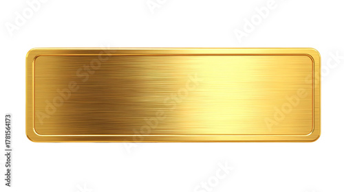 A rectangular gold metal plate with a brushed texture, isolated on transparent background