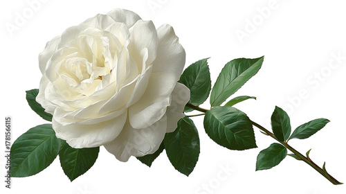 set of white rose flowers isolated on transparent background cutout