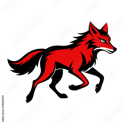 Red stylized fox running