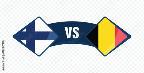 Finland vs Belgium flags design for sport competition match background banner vector