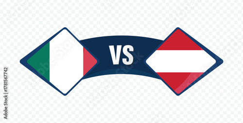 Italy vs Austria flags design for football or sport competition match background vector