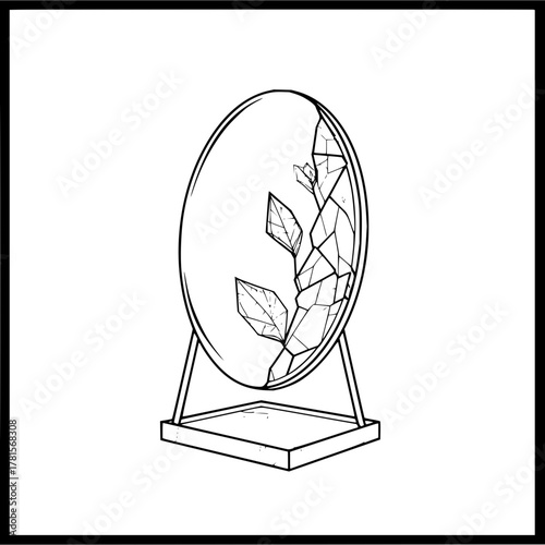 Broken mirror shattered reflection vector art illustration design element for graphics and web design projects