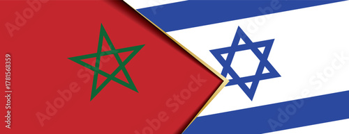 Morocco and Israel flags overlapping, symbolizing diplomatic relations, cooperation, and Abraham Accords agreement