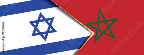 Israel and Morocco flags overlapping, symbolizing diplomatic relations, cooperation, and Abraham Accords agreement