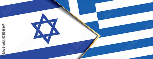 Israel and Greece flags overlapping, symbolizing cooperation, alliance, and diplomatic relations between the nations