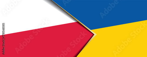 Poland and Ukraine flags overlapping, symbolizing strong partnership, solidarity, support, and neighboring relations