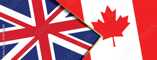 UK and Canada flags overlapping, symbolizing Commonwealth, strong historic ties, trade, and friendship