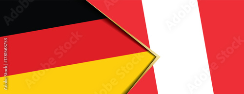 Germany and Peru flags overlapping, symbolizing South American trade, strong diplomacy, and cooperation