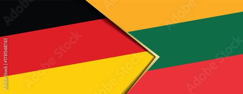 Germany and Lithuania flags overlapping, symbolizing Baltic relations, European Union ties, trade, and partnership