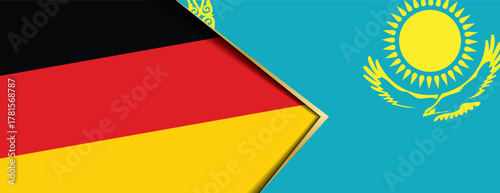 Germany and Kazakhstan flags overlapping, symbolizing Central Asian relations, energy trade, diplomacy, and partnership