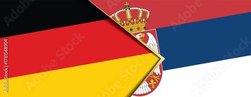 Germany and Serbia flags overlapping, representing cooperation, diplomacy, partnership, migration, and political relations