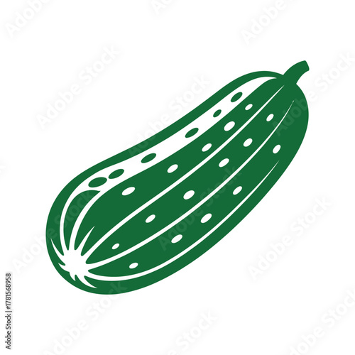 Green Cucumber Vector Illustration: Fresh Vegetable, Healthy Food, and Salad Ingredient