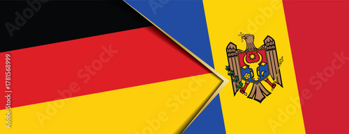 Germany and Moldova flags crossing symbolizes international diplomatic relations and bilateral partnership
