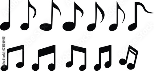 Music notes icon set. Musical key symbols. Music notes symbol vector illustration